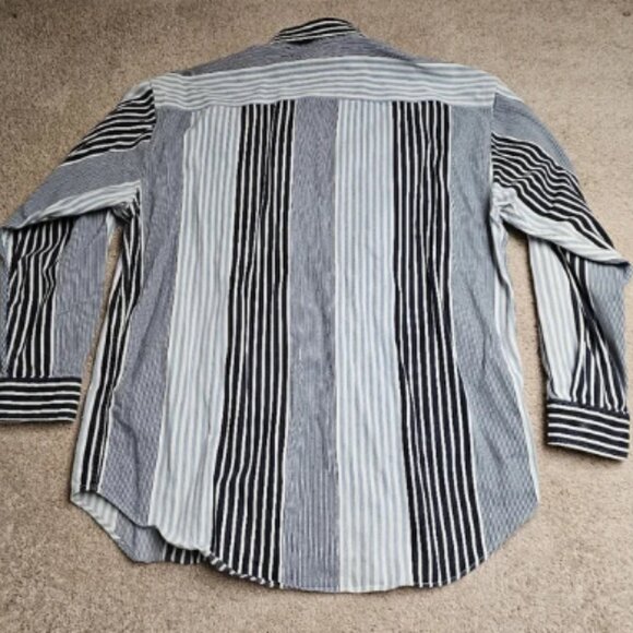 Vintage Banana Republic Safari & Travel Blue Multi Striped Button Down Shirt XL - Picture 6 of 8